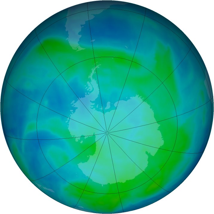 Antarctic ozone map for 23 January 2009